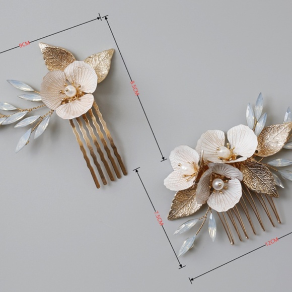NEW Bridal Hairpiece flower Metal floral opal leaf bridesmaid bride hair set main image 4